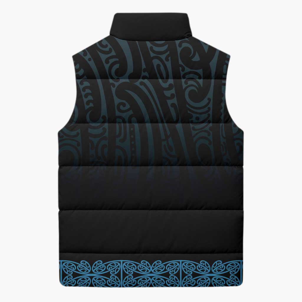 New Zealand Maori Kowhaiwhai Sleeveless Puffer Jacket Kikorangi Maui and Mangopare - Polynesian Pride