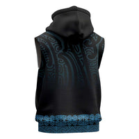 New Zealand Maori Kowhaiwhai Sleeveless Zip Hoodie Kikorangi Maui and Mangopare - Polynesian Pride