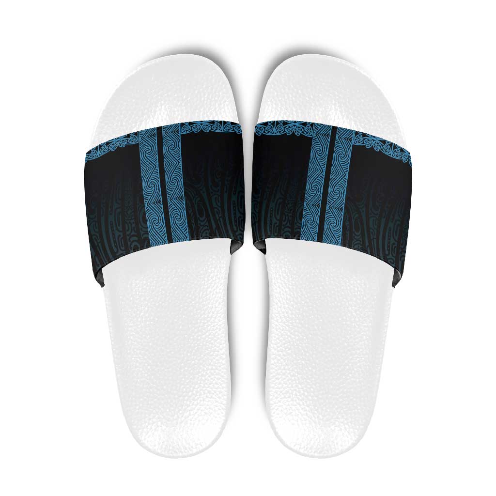 New Zealand Maori Kowhaiwhai Slide Sandals Kikorangi Maui and Mangopare - Polynesian Pride