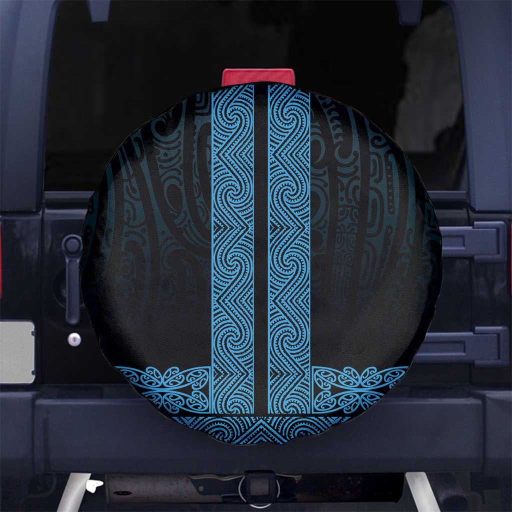 New Zealand Maori Kowhaiwhai Spare Tire Cover Kikorangi Maui and Mangopare LT9 No hole Blue - Polynesian Pride