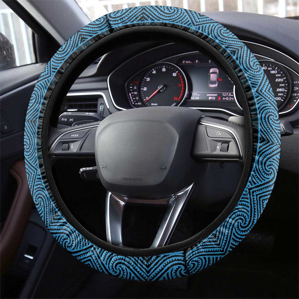New Zealand Maori Kowhaiwhai Steering Wheel Cover Kikorangi Maui and Mangopare LT9 - Polynesian Pride