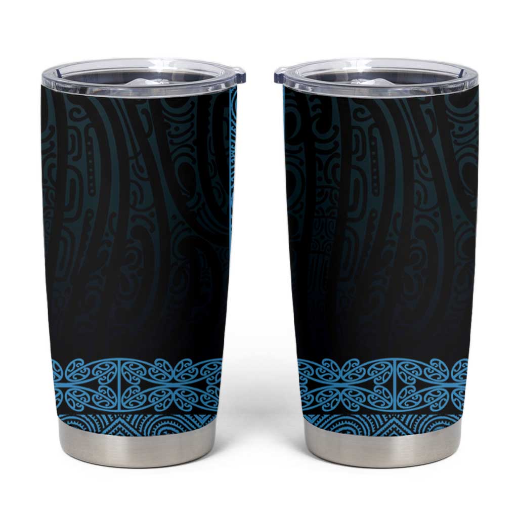 New Zealand Maori Kowhaiwhai Tumbler Cup Kikorangi Maui and Mangopare LT9 Blue - Polynesian Pride