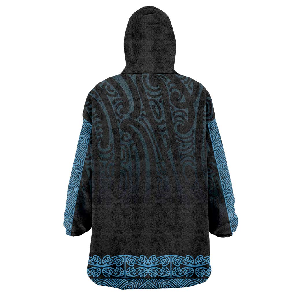 New Zealand Maori Kowhaiwhai Wearable Blanket Hoodie Kikorangi Maui and Mangopare LT9 - Polynesian Pride