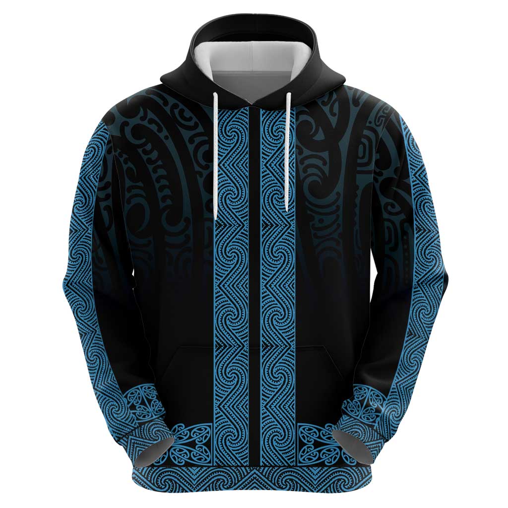 New Zealand Maori Kowhaiwhai Zip Hoodie Kikorangi Maui and Mangopare