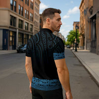 New Zealand Maori Kowhaiwhai Zipper Polo Shirt Kikorangi Maui and Mangopare - Polynesian Pride