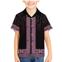 New Zealand Maori Kowhaiwhai Family Matching Mermaid Dress and Hawaiian Shirt Mawhero Maui and Mangopare LT9 Son's Shirt Pink - Polynesian Pride
