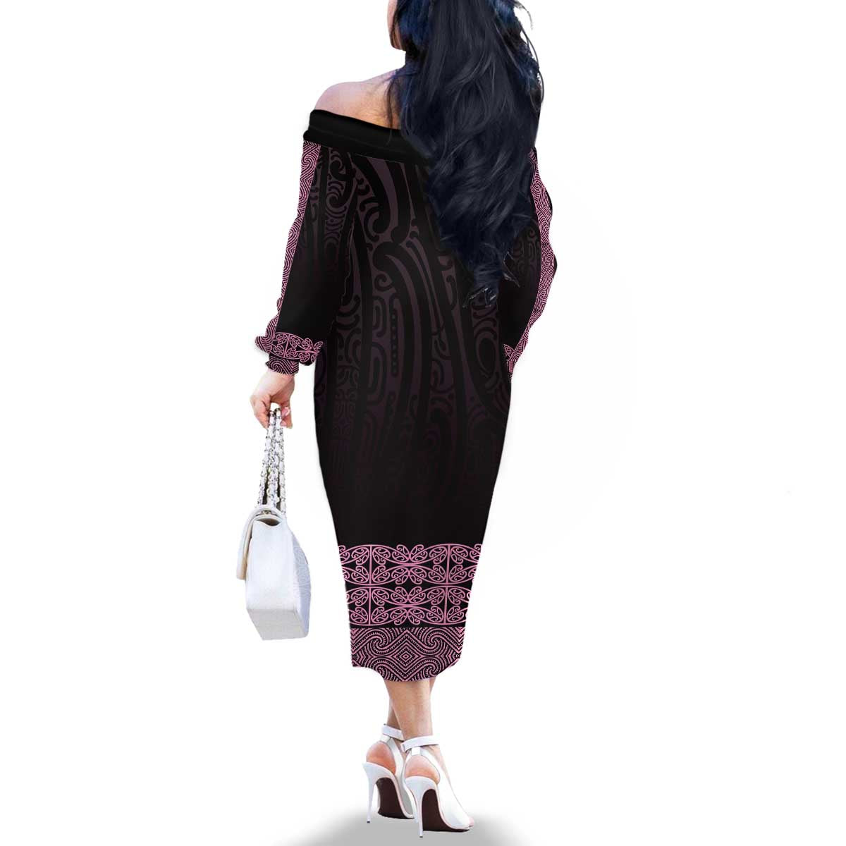 New Zealand Maori Kowhaiwhai Family Matching Off The Shoulder Long Sleeve Dress and Hawaiian Shirt Mawhero Maui and Mangopare