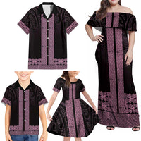 New Zealand Maori Kowhaiwhai Family Matching Off Shoulder Maxi Dress and Hawaiian Shirt Mawhero Maui and Mangopare LT9 - Polynesian Pride