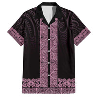 New Zealand Maori Kowhaiwhai Family Matching Off Shoulder Short Dress and Hawaiian Shirt Mawhero Maui and Mangopare LT9 Dad's Shirt - Short Sleeve Pink - Polynesian Pride