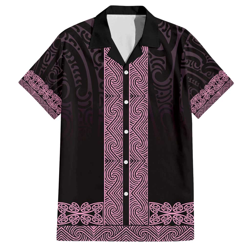 New Zealand Maori Kowhaiwhai Family Matching Puletasi and Hawaiian Shirt Mawhero Maui and Mangopare LT9 Dad's Shirt - Short Sleeve Pink - Polynesian Pride