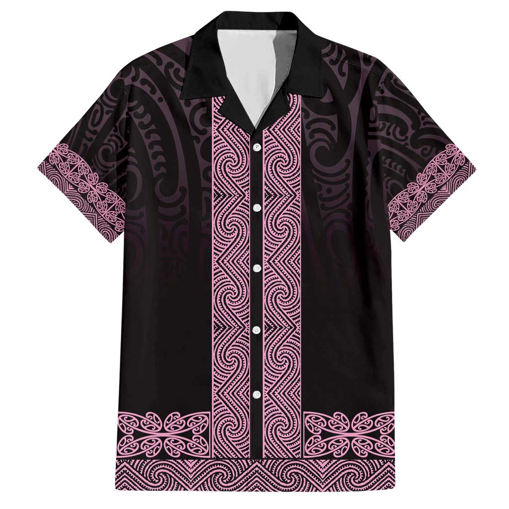New Zealand Maori Kowhaiwhai Family Matching Short Sleeve Bodycon Dress and Hawaiian Shirt Mawhero Maui and Mangopare LT9 Dad's Shirt - Short Sleeve Pink - Polynesian Pride