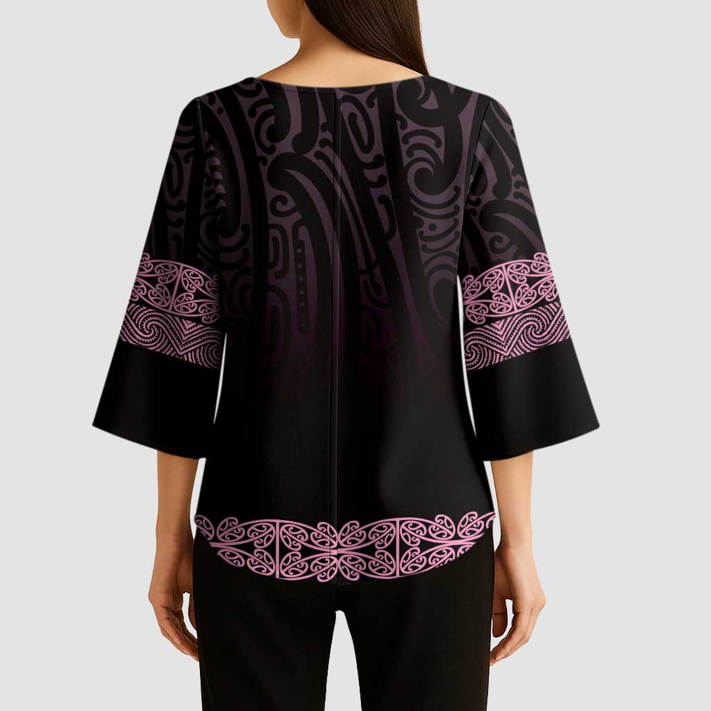 New Zealand Maori Kowhaiwhai Kimono Sleeve Blouse Mawhero Maui and Mangopare - Polynesian Pride
