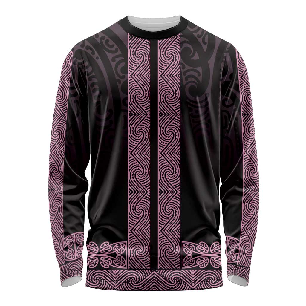 New Zealand Maori Kowhaiwhai Long Sleeve Shirt Mawhero Maui and Mangopare LT9 Unisex Pink - Polynesian Pride