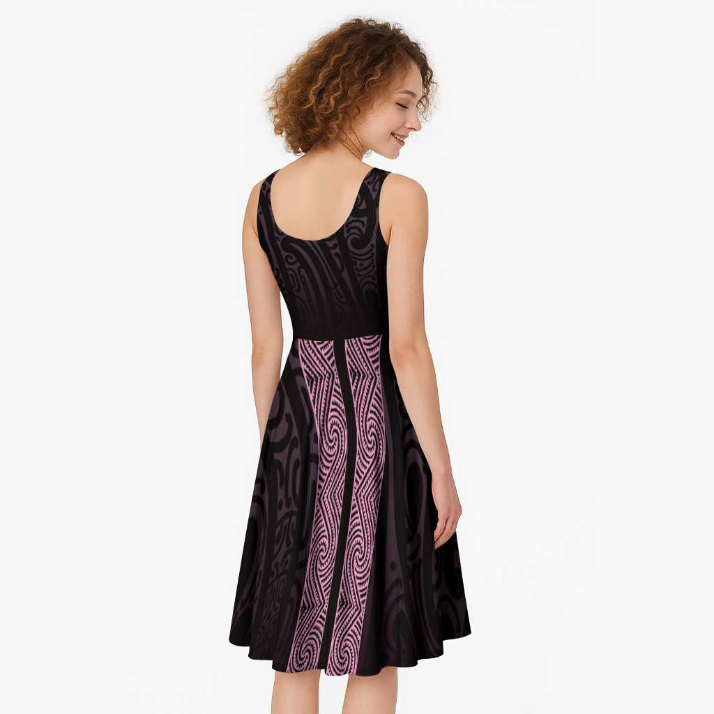 New Zealand Maori Kowhaiwhai Midi Dress Mawhero Maui and Mangopare - Polynesian Pride