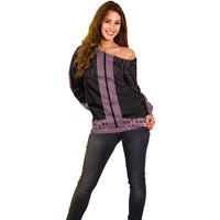 New Zealand Maori Kowhaiwhai Off Shoulder Sweater Mawhero Maui and Mangopare LT9 - Polynesian Pride