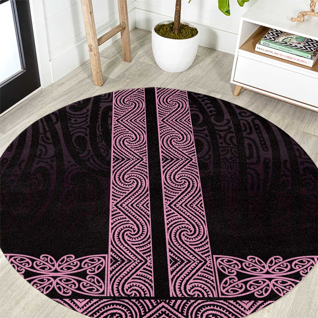 New Zealand Maori Kowhaiwhai Round Carpet Mawhero Maui and Mangopare LT9 Pink - Polynesian Pride