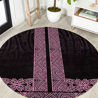 New Zealand Maori Kowhaiwhai Round Carpet Mawhero Maui and Mangopare LT9 Pink - Polynesian Pride