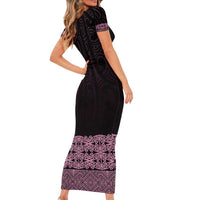 New Zealand Maori Kowhaiwhai Short Sleeve Bodycon Dress Mawhero Maui and Mangopare