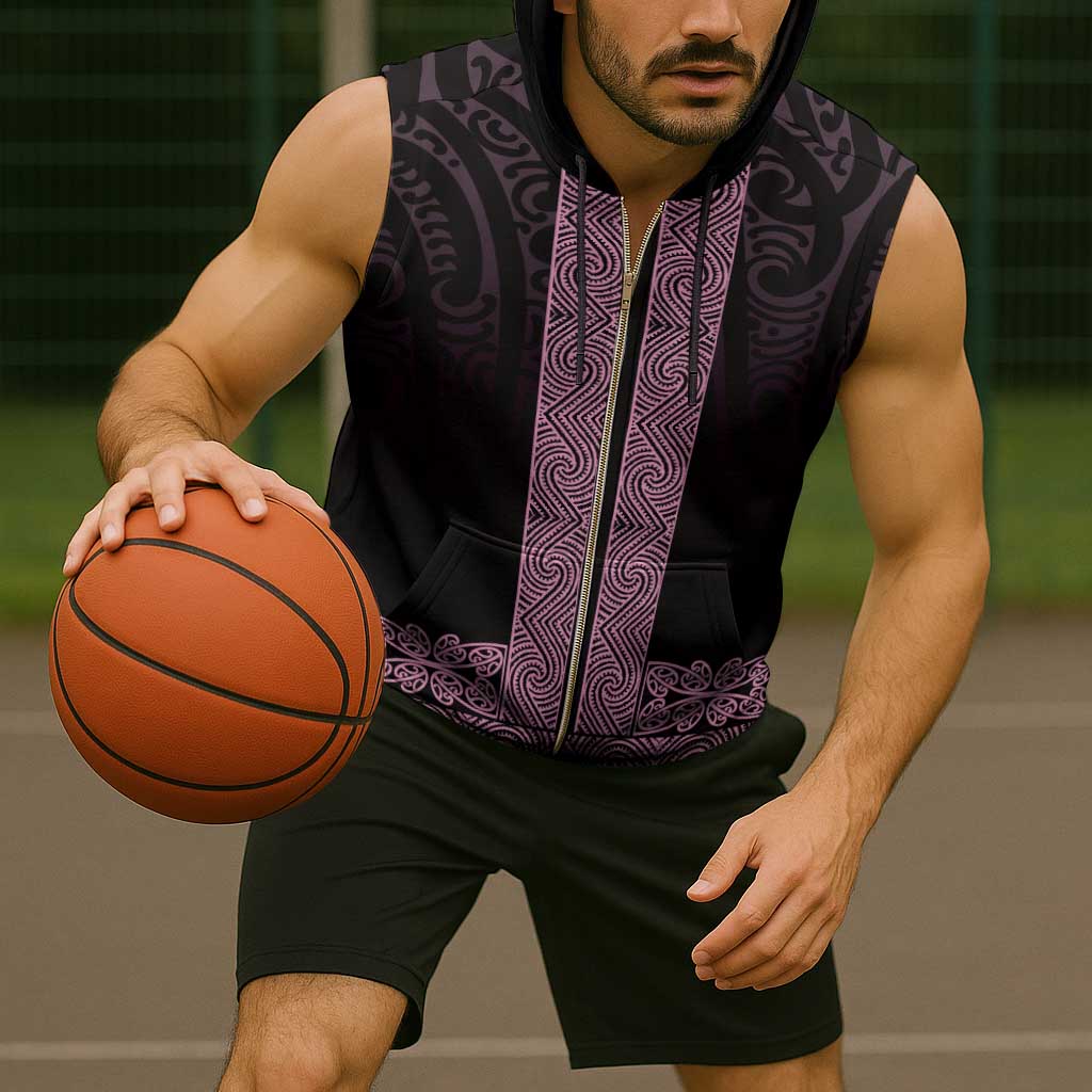 New Zealand Maori Kowhaiwhai Sleeveless Zip Hoodie Mawhero Maui and Mangopare - Polynesian Pride
