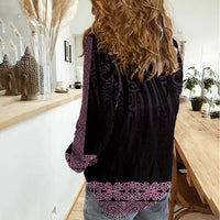 New Zealand Maori Kowhaiwhai Women Casual Shirt Mawhero Maui and Mangopare