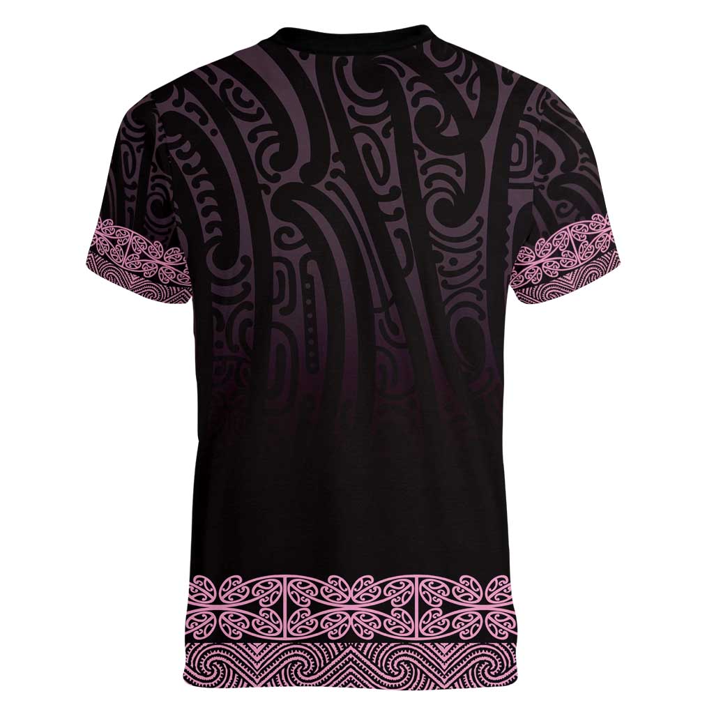 New Zealand Maori Kowhaiwhai Women V-Neck T-Shirt Mawhero Maui and Mangopare LT9 - Polynesian Pride