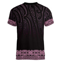 New Zealand Maori Kowhaiwhai Women V-Neck T-Shirt Mawhero Maui and Mangopare LT9 - Polynesian Pride