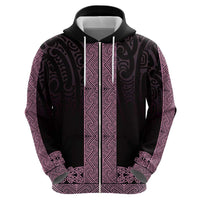 New Zealand Maori Kowhaiwhai Zip Hoodie Mawhero Maui and Mangopare LT9 - Polynesian Pride