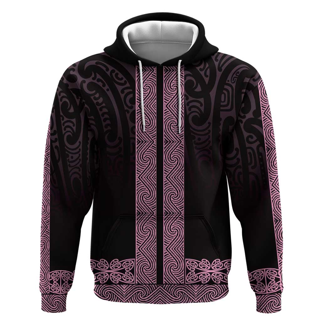 New Zealand Maori Kowhaiwhai Zip Hoodie Mawhero Maui and Mangopare LT9 Pullover Hoodie Pink - Polynesian Pride