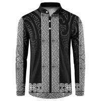 New Zealand Maori Kowhaiwhai Button Sweatshirt Pango Maui and Mangopare LT9 Black - Polynesian Pride