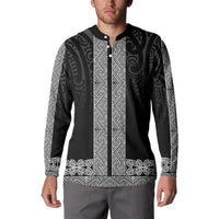 New Zealand Maori Kowhaiwhai Button Sweatshirt Pango Maui and Mangopare LT9 - Polynesian Pride