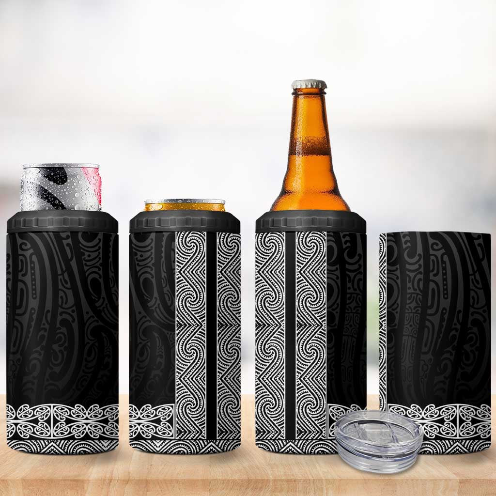 New Zealand Maori Kowhaiwhai 4 in 1 Can Cooler Tumbler Pango Maui and Mangopare