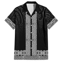 New Zealand Maori Kowhaiwhai Family Matching Long Sleeve Bodycon Dress and Hawaiian Shirt Pango Maui and Mangopare LT9 Dad's Shirt - Short Sleeve Black - Polynesian Pride