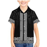 New Zealand Maori Kowhaiwhai Family Matching Mermaid Dress and Hawaiian Shirt Pango Maui and Mangopare LT9 Son's Shirt Black - Polynesian Pride
