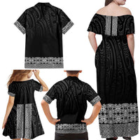 New Zealand Maori Kowhaiwhai Family Matching Off Shoulder Maxi Dress and Hawaiian Shirt Pango Maui and Mangopare LT9 - Polynesian Pride