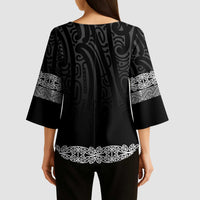 New Zealand Maori Kowhaiwhai Kimono Sleeve Blouse Pango Maui and Mangopare - Polynesian Pride