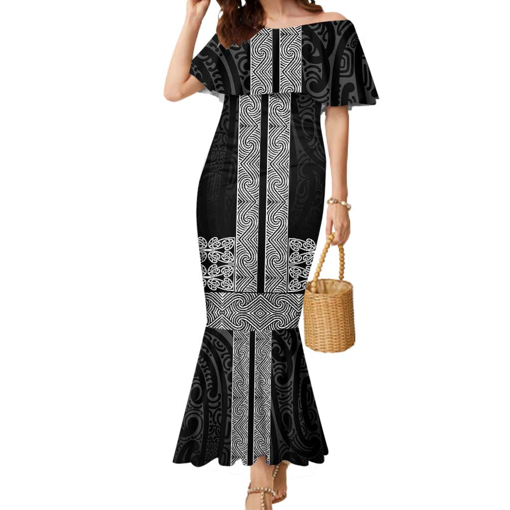 New Zealand Maori Kowhaiwhai Mermaid Dress Pango Maui and Mangopare