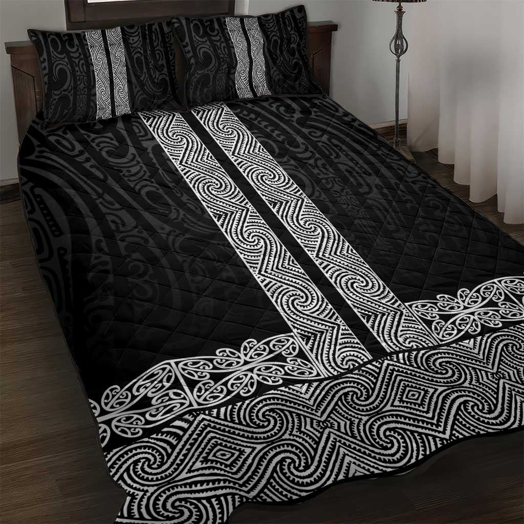 New Zealand Maori Kowhaiwhai Quilt Bed Set Pango Maui and Mangopare