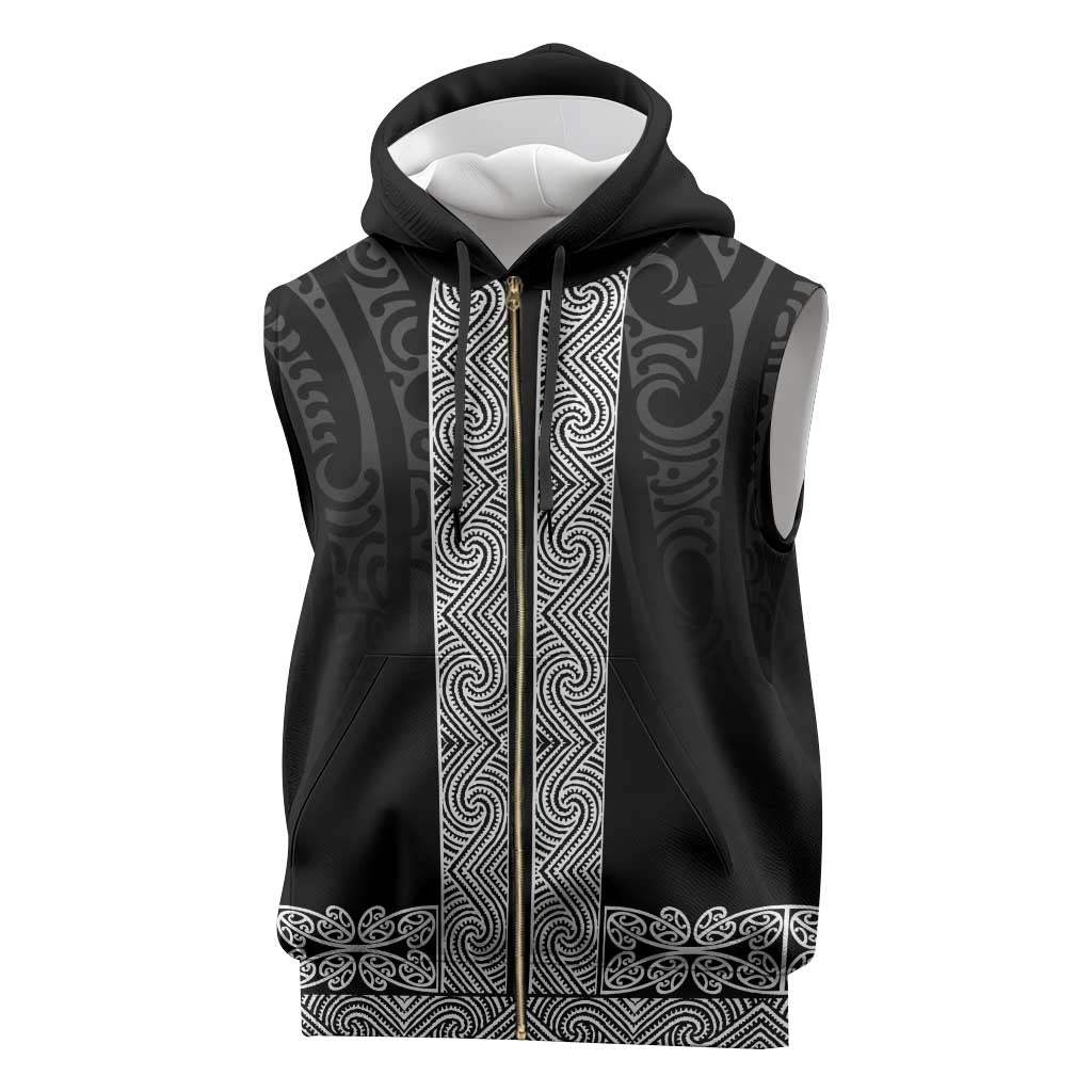 New Zealand Maori Kowhaiwhai Sleeveless Zip Hoodie Pango Maui and Mangopare - Polynesian Pride