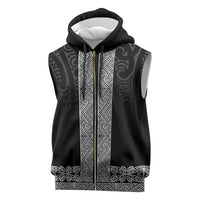 New Zealand Maori Kowhaiwhai Sleeveless Zip Hoodie Pango Maui and Mangopare - Polynesian Pride