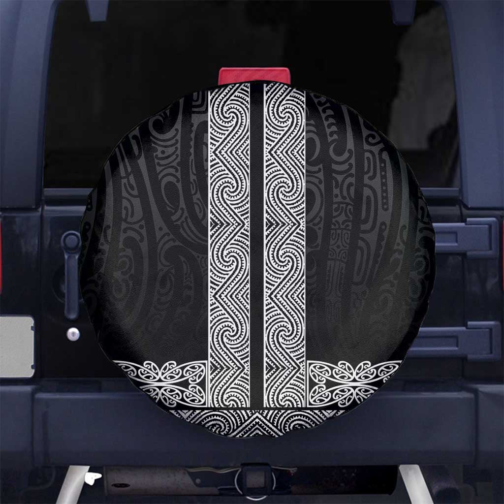 New Zealand Maori Kowhaiwhai Spare Tire Cover Pango Maui and Mangopare LT9 No hole Black - Polynesian Pride