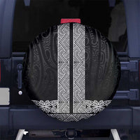 New Zealand Maori Kowhaiwhai Spare Tire Cover Pango Maui and Mangopare LT9 No hole Black - Polynesian Pride