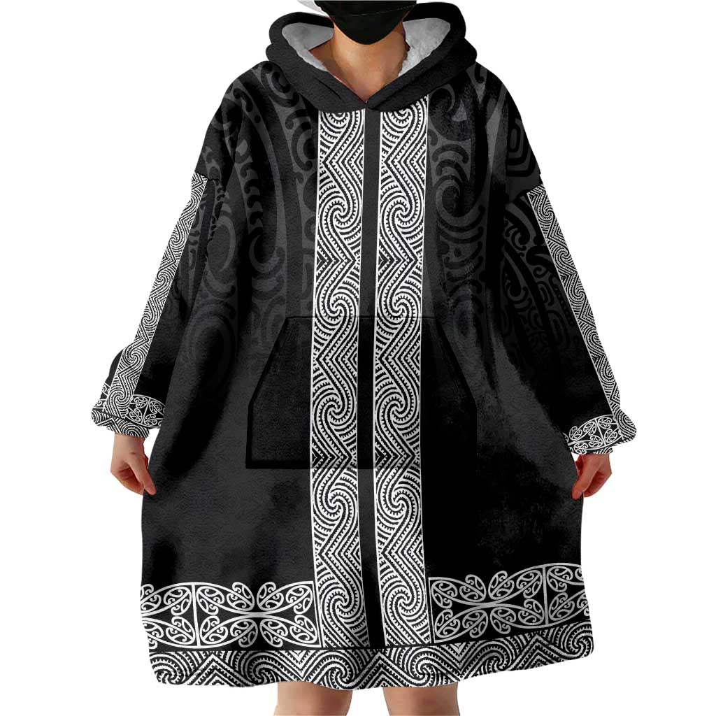 New Zealand Maori Kowhaiwhai Wearable Blanket Hoodie Pango Maui and Mangopare LT9 - Polynesian Pride
