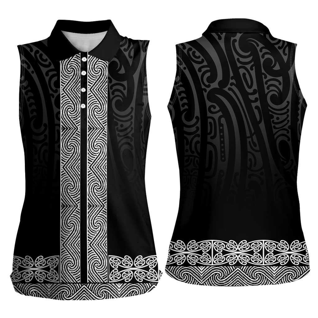 New Zealand Maori Kowhaiwhai Women Sleeveless Polo Shirt Pango Maui and Mangopare