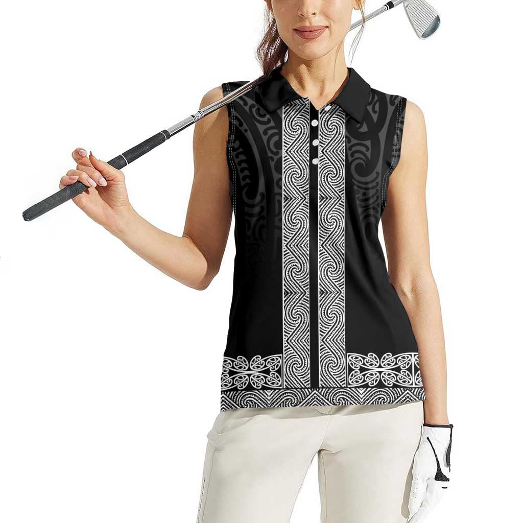 New Zealand Maori Kowhaiwhai Women Sleeveless Polo Shirt Pango Maui and Mangopare