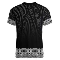 New Zealand Maori Kowhaiwhai Women V-Neck T-Shirt Pango Maui and Mangopare LT9 - Polynesian Pride