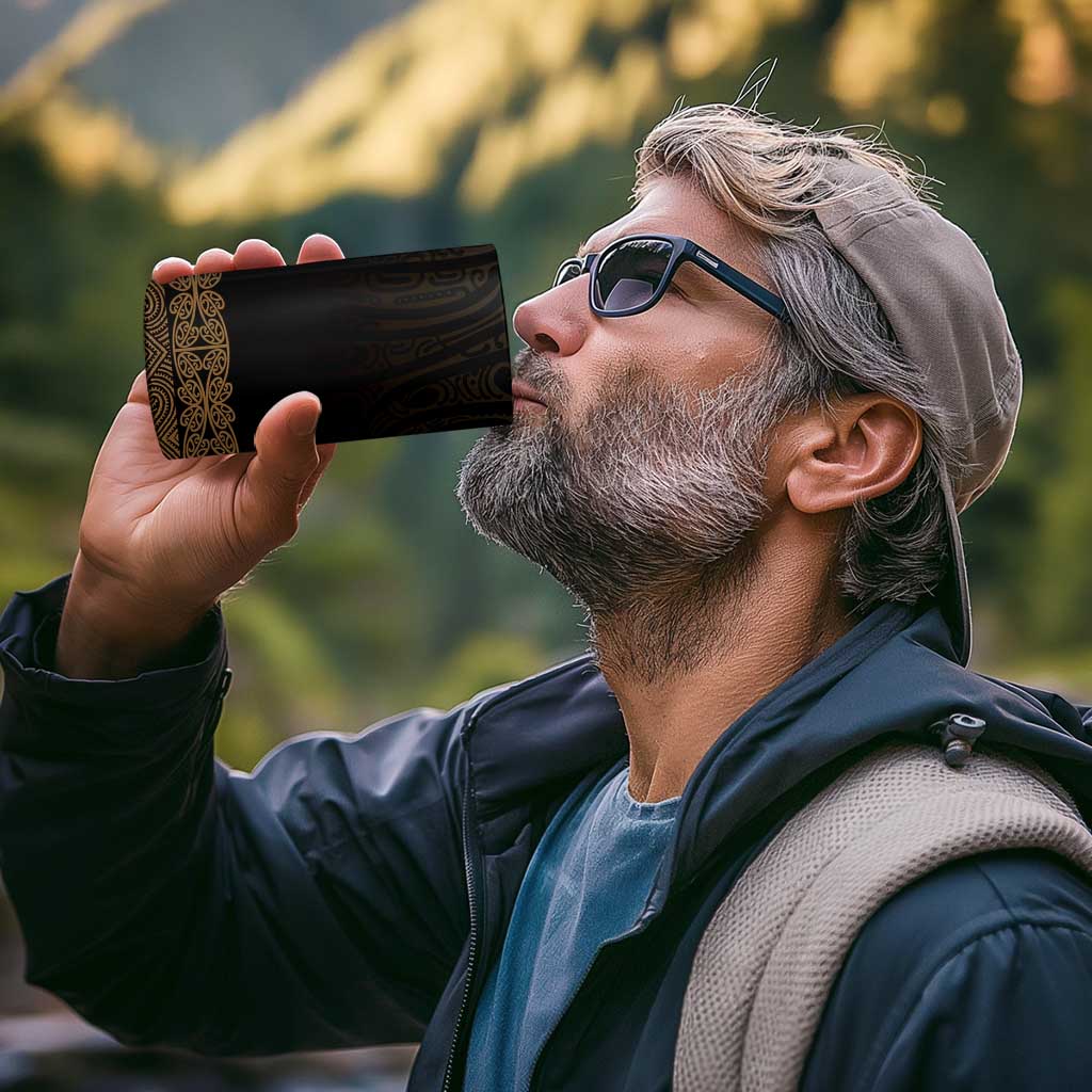 New Zealand Maori Kowhaiwhai 4 in 1 Can Cooler Tumbler Parauri Maui and Mangopare