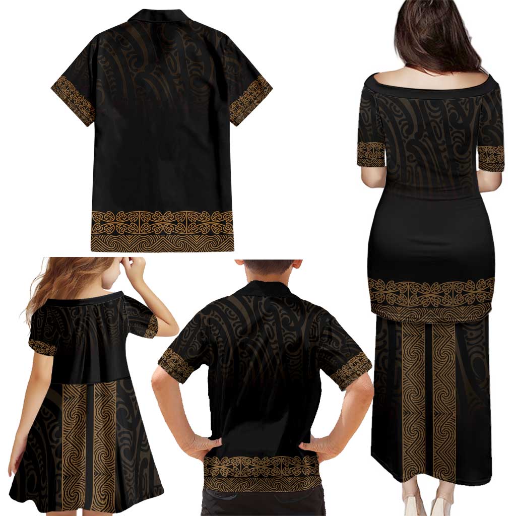 New Zealand Maori Kowhaiwhai Family Matching Puletasi and Hawaiian Shirt Parauri Maui and Mangopare LT9 - Polynesian Pride