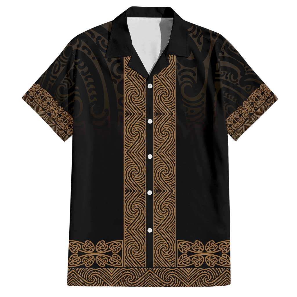 New Zealand Maori Kowhaiwhai Family Matching Puletasi and Hawaiian Shirt Parauri Maui and Mangopare LT9 Dad's Shirt - Short Sleeve Brown - Polynesian Pride
