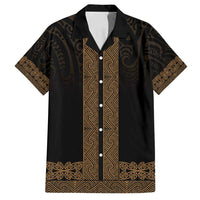 New Zealand Maori Kowhaiwhai Family Matching Puletasi and Hawaiian Shirt Parauri Maui and Mangopare LT9 Dad's Shirt - Short Sleeve Brown - Polynesian Pride