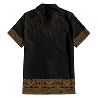 New Zealand Maori Kowhaiwhai Family Matching Short Sleeve Bodycon Dress and Hawaiian Shirt Parauri Maui and Mangopare LT9 - Polynesian Pride